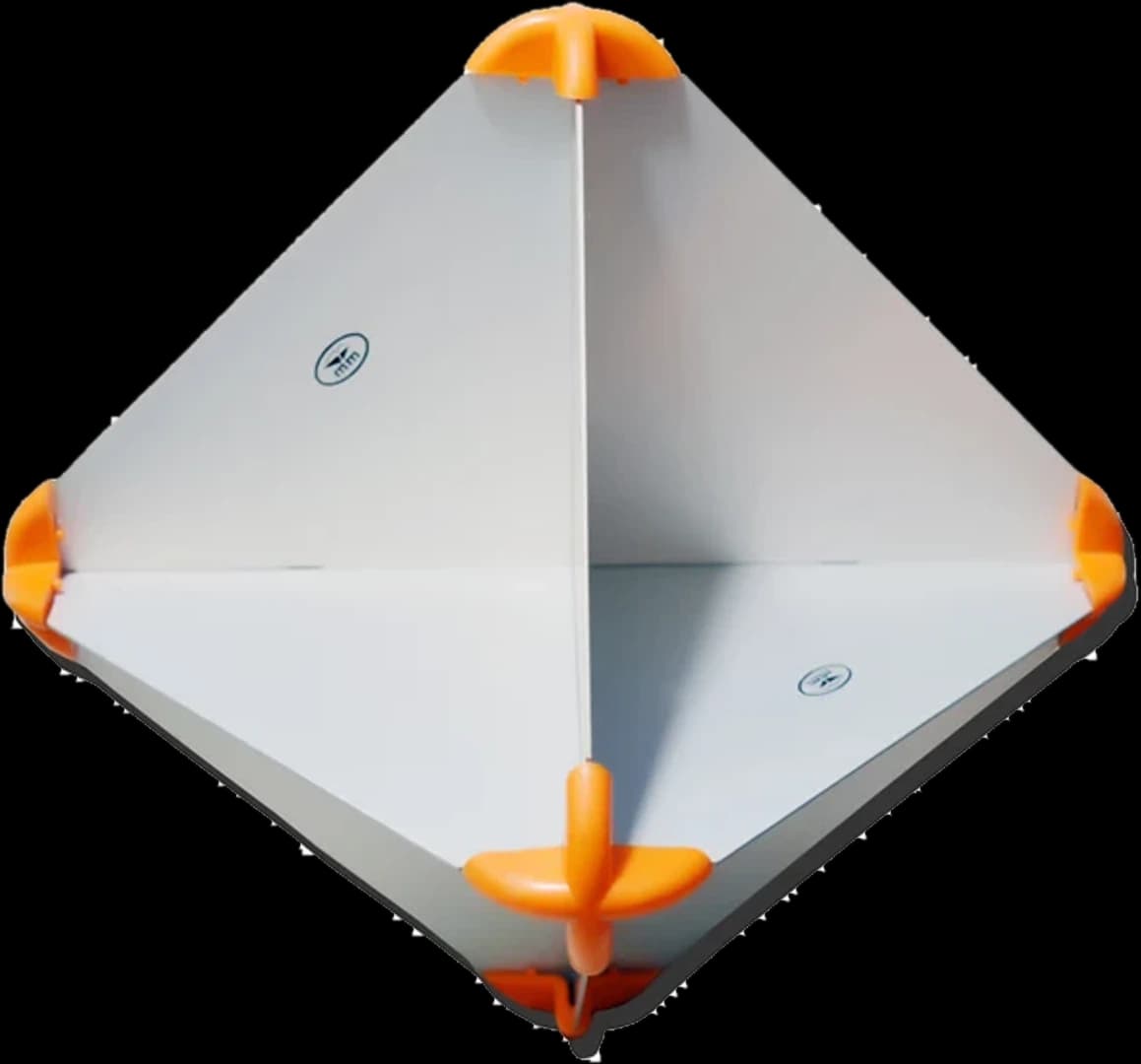 MM radar reflector MMRR01: white aluminium plates with orange corner caps