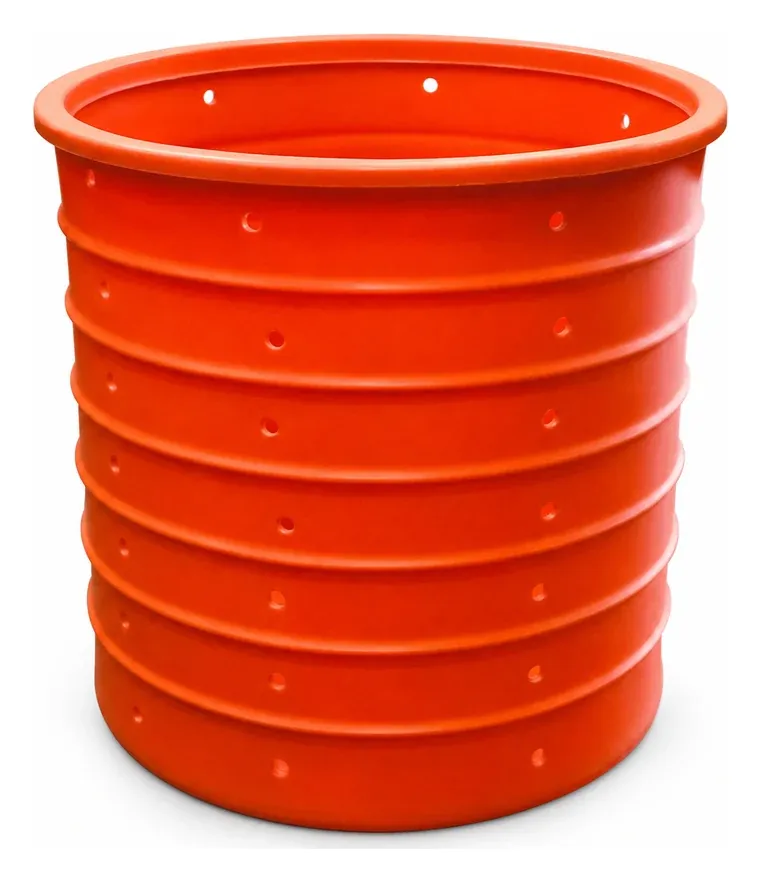 MM fishing bucket 23″, Model II: straight-sided and ribbed, with drain holes