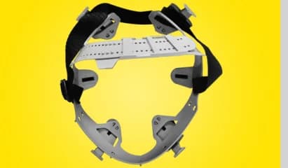 6-hole nape type harness of an MM safety helmet, seen from inside the shell