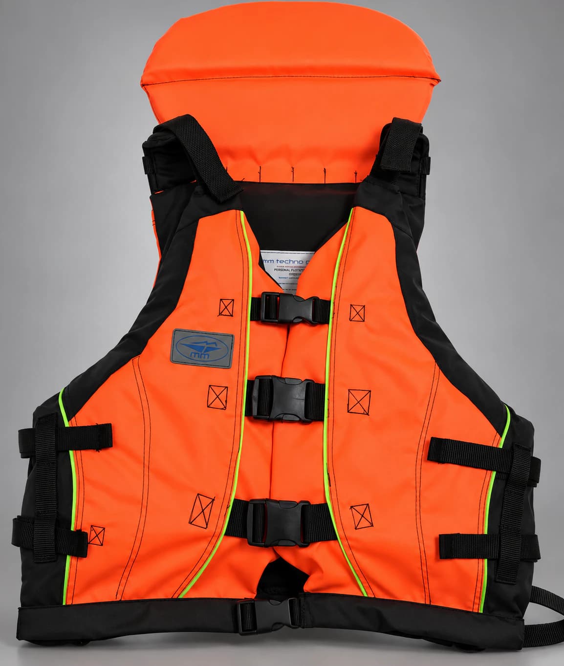 The MM Stellar foam life jacket in orange with black sides