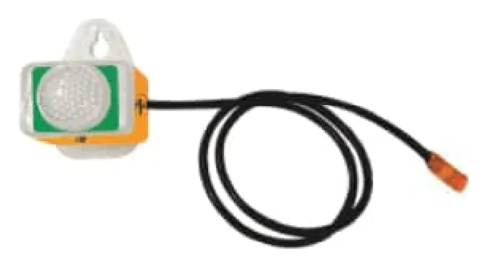 MM life jacket light MMLJL, white LED unit on a black lanyard with orange clip