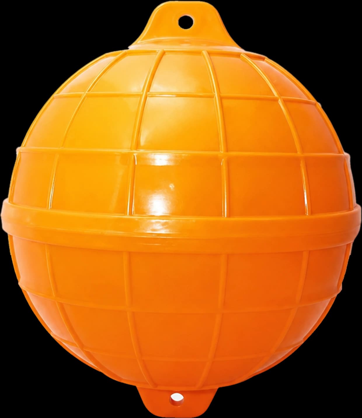 MM globe float with top and bottom eyelets, orange
