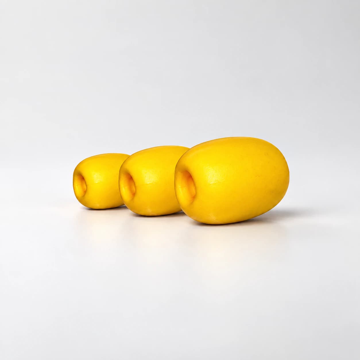 Three yellow MM EVA fishnet floats in a row