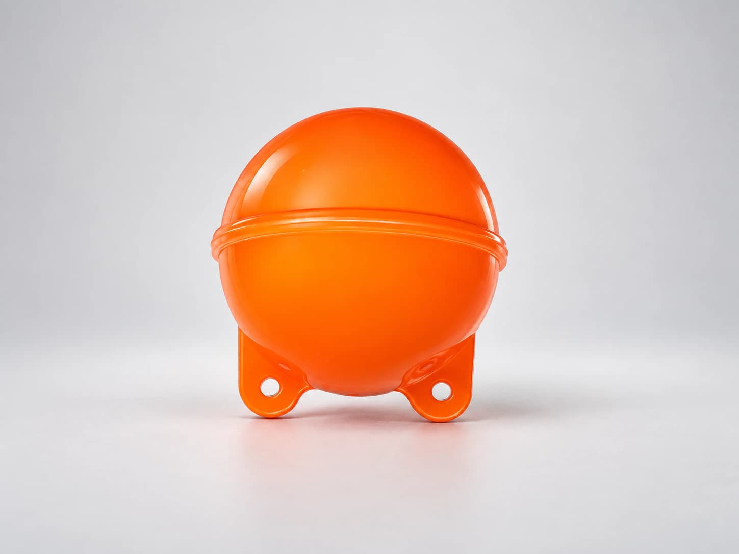 An orange MM Micky Mouse fishnet float with two lugs